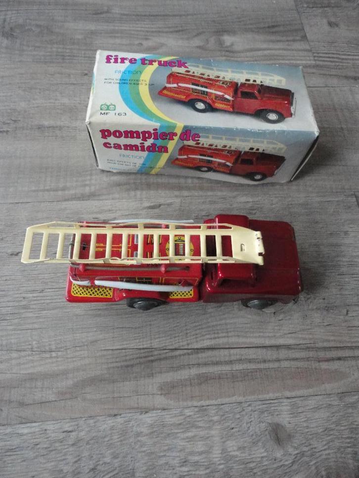 VINTAGE  BRANDWEER AUTO VAN BLIK IN DOOS //BLIKKENAUTO S, Verzamelen, Speelgoed, Gebruikt, Ophalen of Verzenden