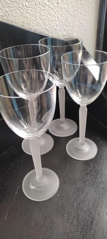 Spiegelau kristallen glazen op "frosted" voetstuk., Verzamelen, Glas en Borrelglaasjes, Ophalen of Verzenden, Zo goed als nieuw