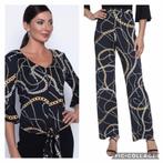Frank Lyman mooie set broek en blouse zwart/print in goud 38, Kleding | Dames, Jasjes, Kostuums en Pakken, Maat 38/40 (M), Kostuum of Pak
