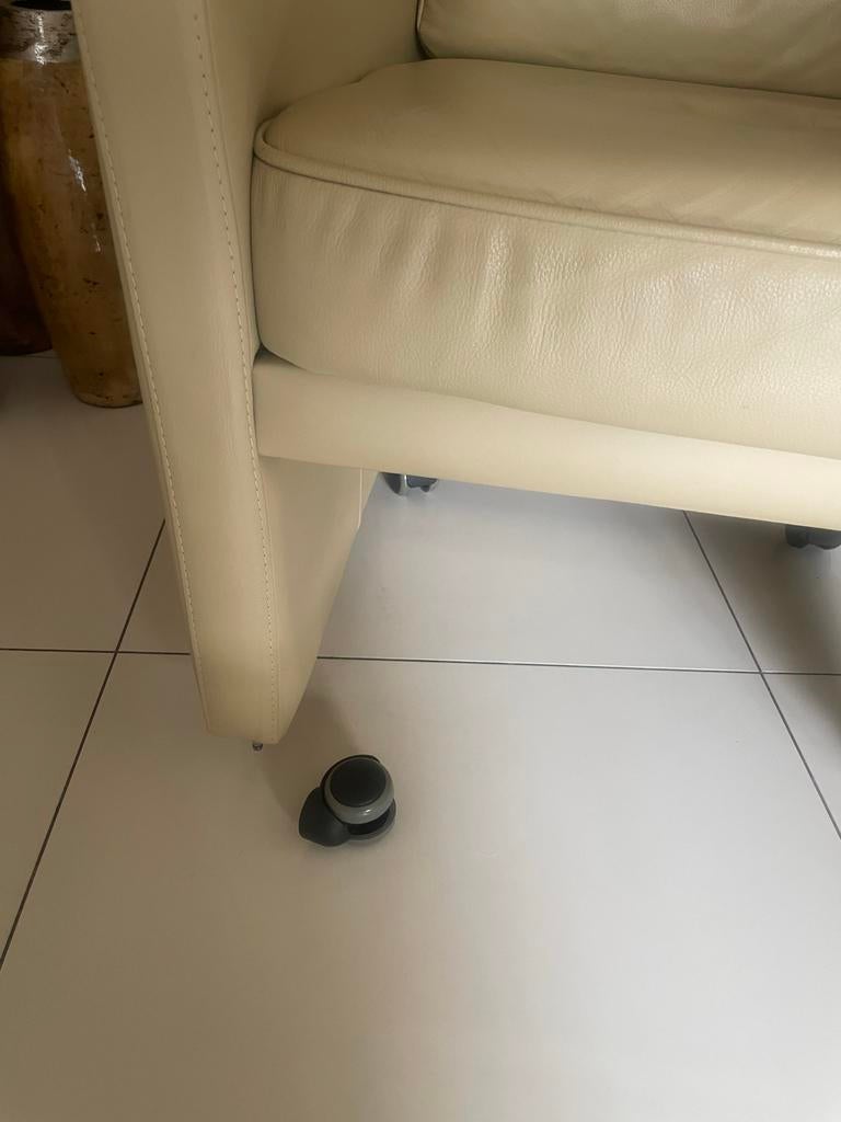 fauteuil beige leer 3 stuks, Huis en Inrichting, Fauteuils, Ophalen, Gebruikt, Leer, 75 tot 100 cm