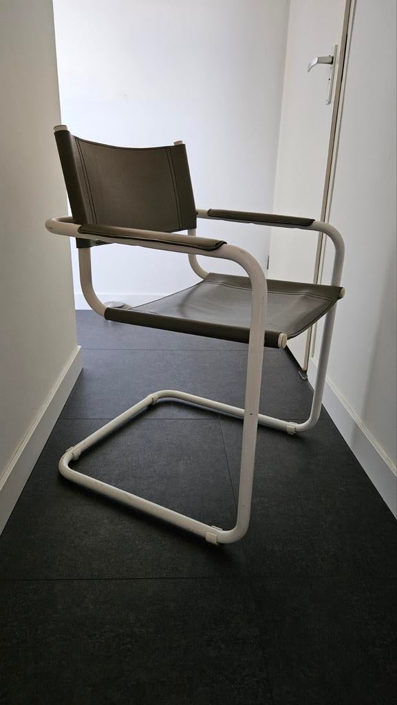 4 Bauhaus design buisframe stoelen, Ophalen, Gebruikt, Wit, Leer