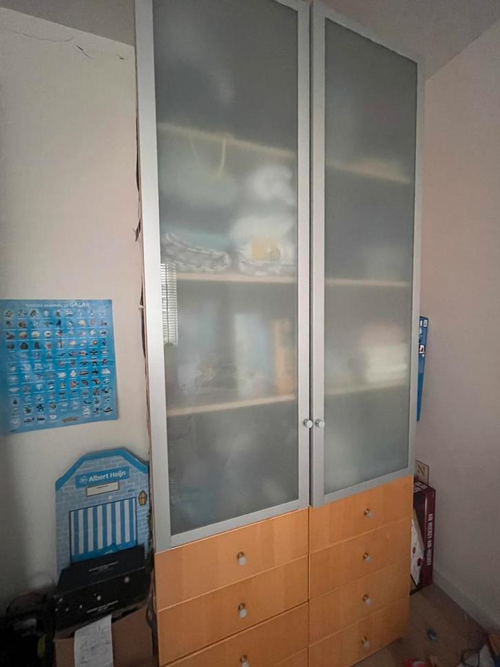 2 Ikea Pax met ladden en glazen deuren, Huis en Inrichting, Kasten | Vitrinekasten, Gebruikt, 200 cm of meer, 50 tot 100 cm, 50 tot 75 cm