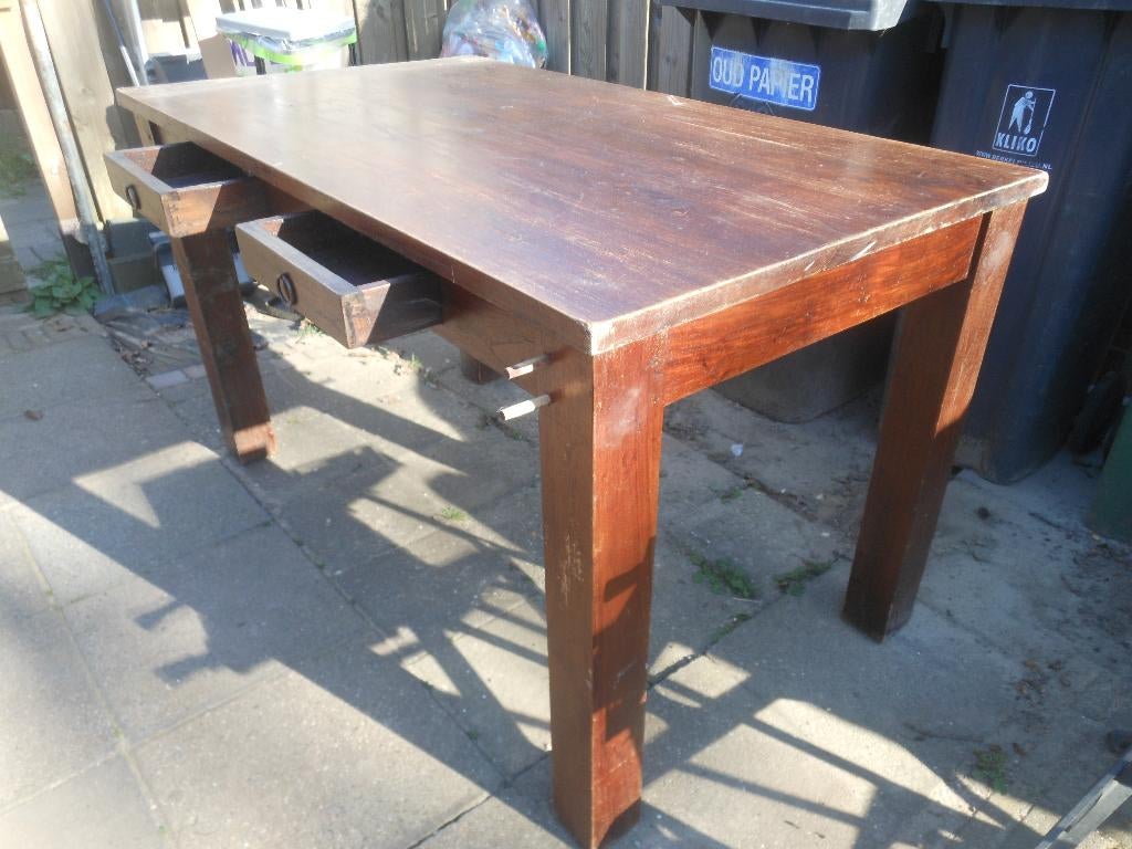 Eettafel, oude zware jonge, Huis en Inrichting, Tafels | Eettafels, Ophalen, Gebruikt, 100 tot 150 cm, 50 tot 100 cm