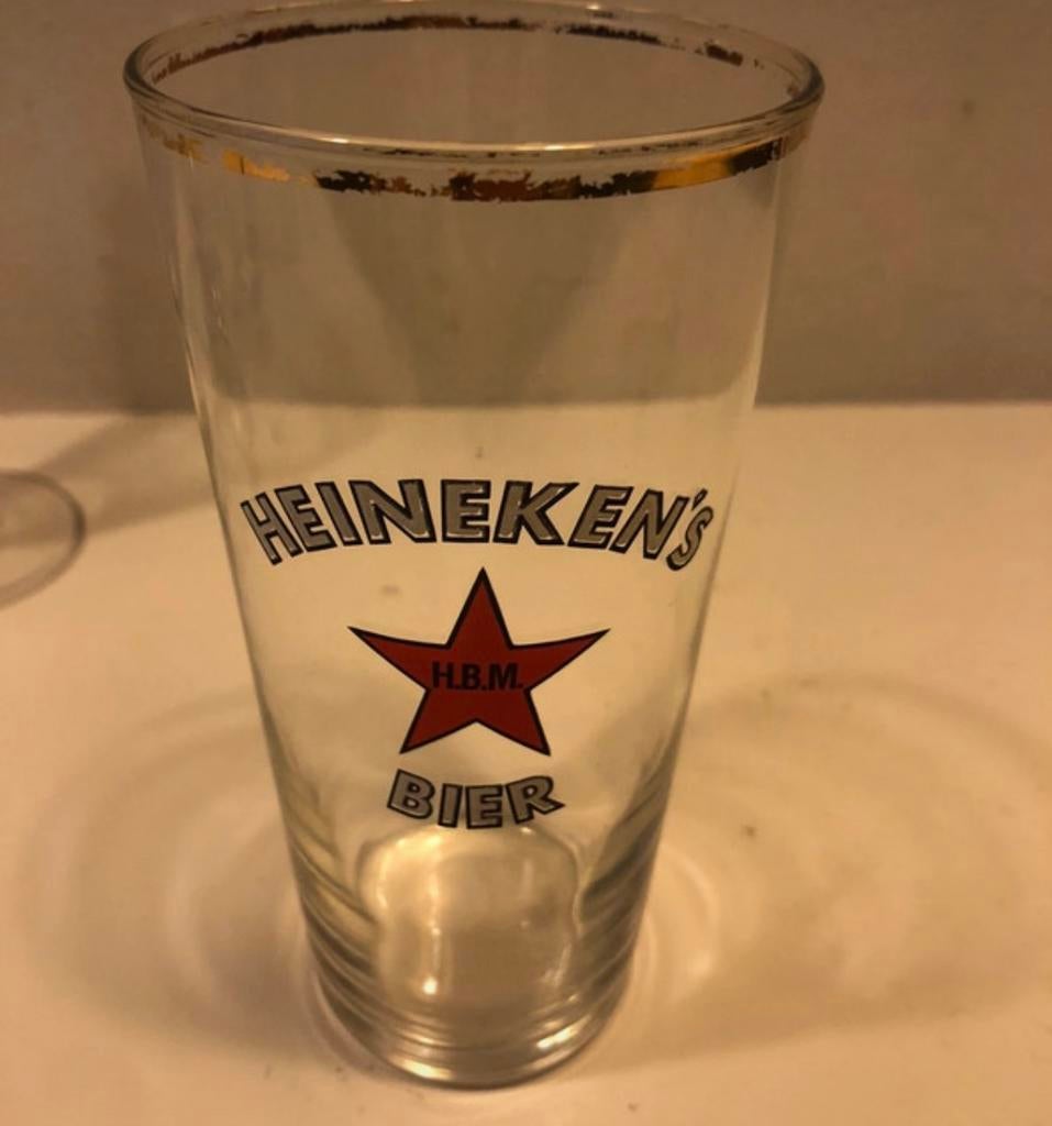 5 Oude Heineken Bierglazen, Verzamelen, Biermerken, Ophalen of Verzenden, Zo goed als nieuw, Glas of Glazen, Heineken