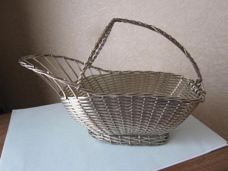 Mooie verzilverde geweven flesmand - jaren 70, Antiek en Kunst, Antiek | Goud en Zilver, Verzenden