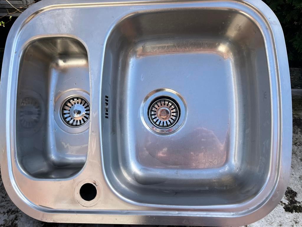 Dubbele spoelbak rvs, Huis en Inrichting, Keuken | Keukenelementen, Zo goed als nieuw, Minder dan 100 cm, 25 tot 50 cm, 50 tot 100 cm