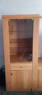 Eikenhouten meubels, Ophalen, Glas, Met deur(en), Zo goed als nieuw