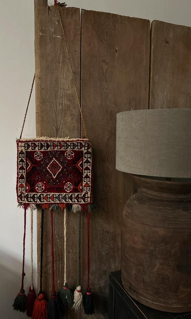 Oud Perzische kamelen tasje met kwasten oosters bohemian, Antiek en Kunst, Curiosa en Brocante, Ophalen of Verzenden