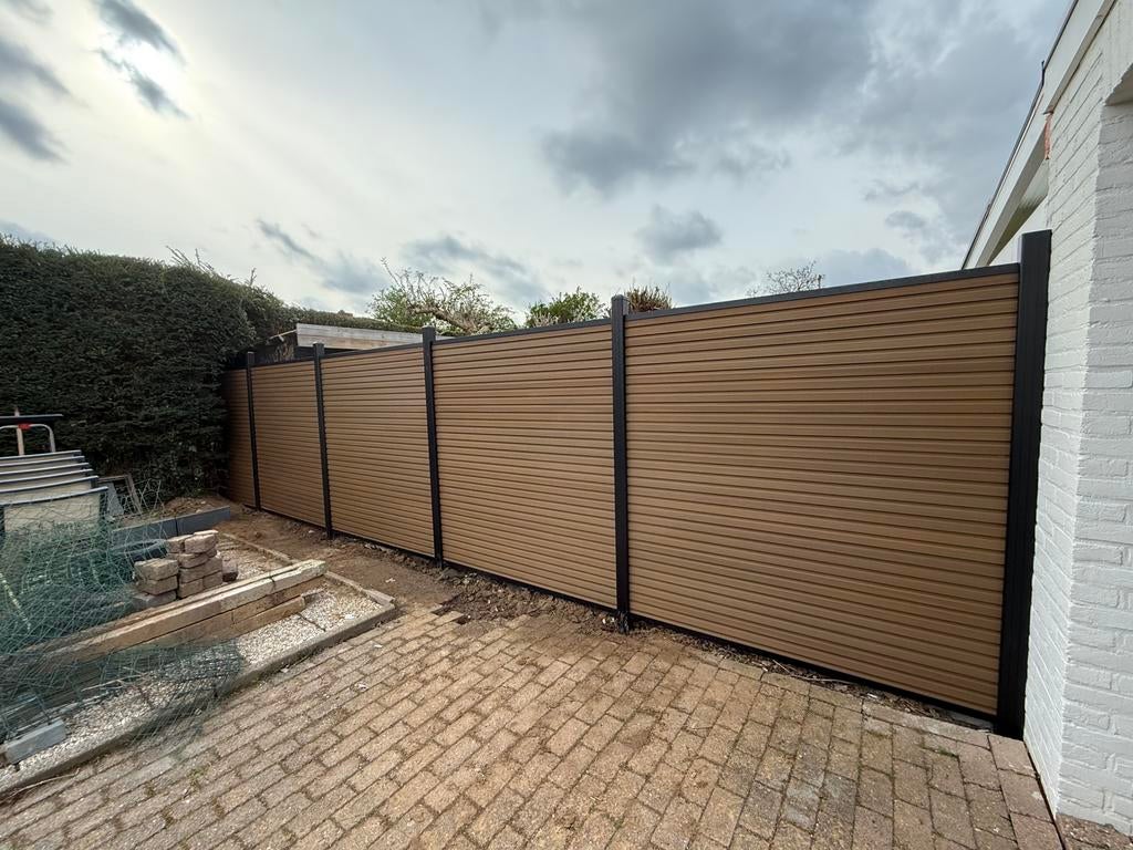 Composiet aluminium schutting   rhombus v.a. €190,- pm, Tuin en Terras, Schuttingen, Ophalen, 1 tot 2 meter, 6 meter of meer, Nieuw