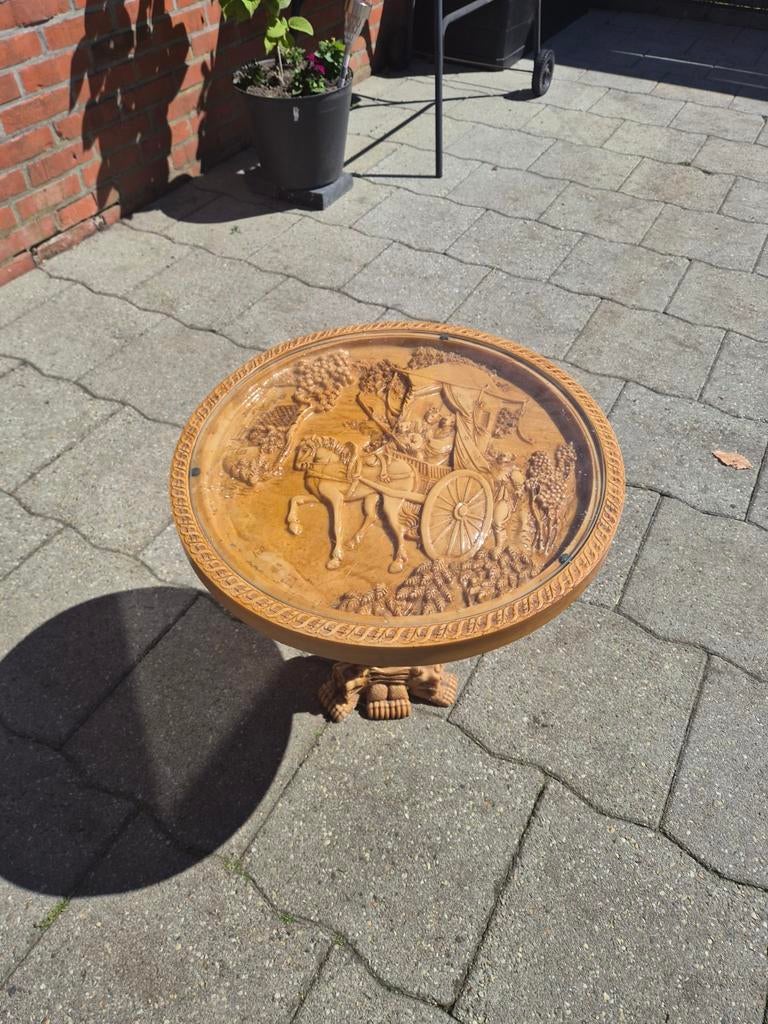 Oosterse Vintage Bijzettafel - Rond, 45,5x46 cm, Oosters, Vintage, Gebruikt, Rond, Hout