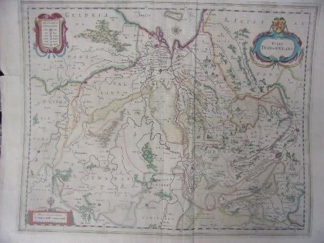 Ditio Trans-Isulana Kaart Overijssel (en Drenthe) Jansonius, Handgekleurd, Cartografie, Gravure, 1600 - 1699