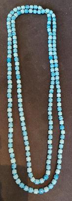 vintage ketting blauwe glazen kralen, Ophalen of Verzenden, Zo goed als nieuw, Blauw, Overige materialen