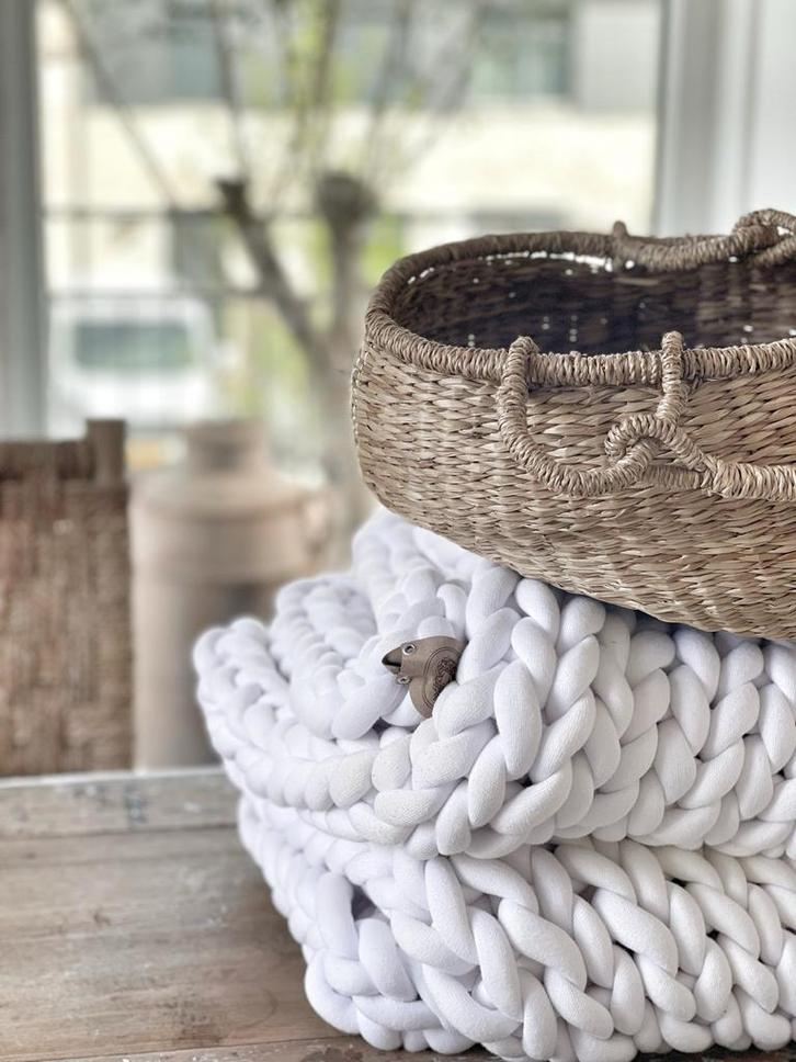 XXL Lontwol Katoen Plaid - Handgeknoopt 1-persoonsdeken, Huis en Inrichting, Woonaccessoires | Plaids en Woondekens, Gebruikt