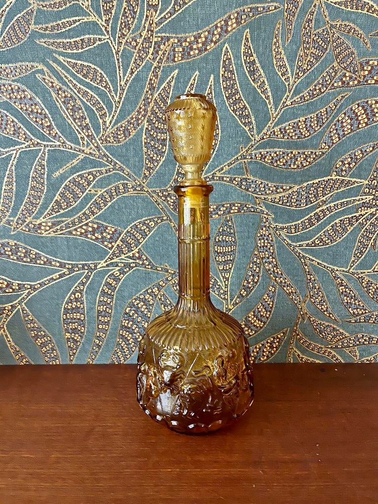 Vintage Empoli glazen karaf geel, Ophalen of Verzenden