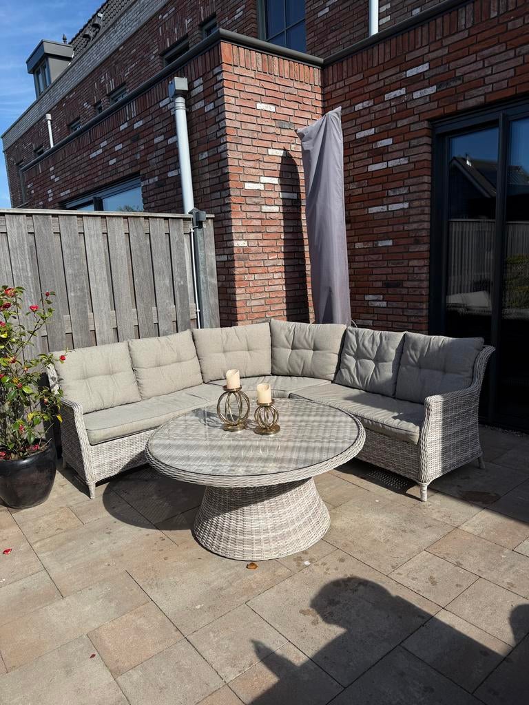 Tuin loungeset met ronde tafel, Ophalen, 5 zitplaatsen, Gebruikt, Loungeset