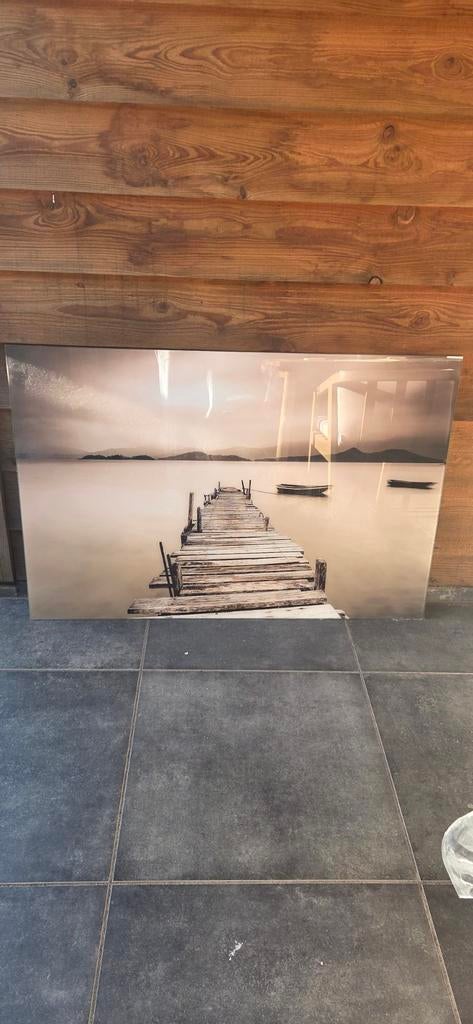 Glazen schilderij steiger op water 120x80cm, Ophalen