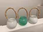 3 mooie glazen kandelaars , windlicht, kaarsenhouders, Ophalen of Verzenden, Zo goed als nieuw, Overige materialen, Minder dan 25 cm