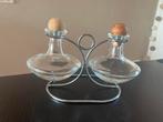 Olie & Azijn Set - Glas/Metaal, Ophalen of Verzenden, Gebruikt