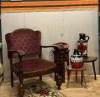 Vintage/ brocante Bordeaux rode stoel, stof/ hout, Huis en Inrichting, Stoelen, Ophalen, Vintage/ brocante, ?, Zo goed als nieuw