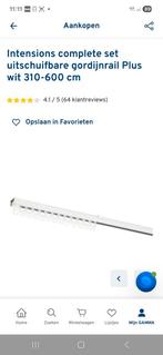 Uitschuifbare gordijnrail Plus wit 310-600 cm, Ophalen, Zo goed als nieuw, Wit