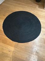 Zwart rond vloerkleed, jute, 100 cm diameter, Ophalen, Zwart, Rond, 50 tot 100 cm