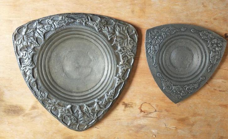 Art Deco, 3-hoekige zinken borden, Frans, Antiek en Kunst, Antiek | Wandborden en Tegels, Ophalen of Verzenden