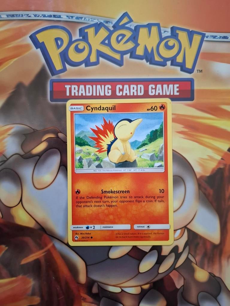 Cyndaquil 39/214 Sun&Moon Lost thunder pokemon kaart nm, Ophalen of Verzenden, Zo goed als nieuw, Losse kaart