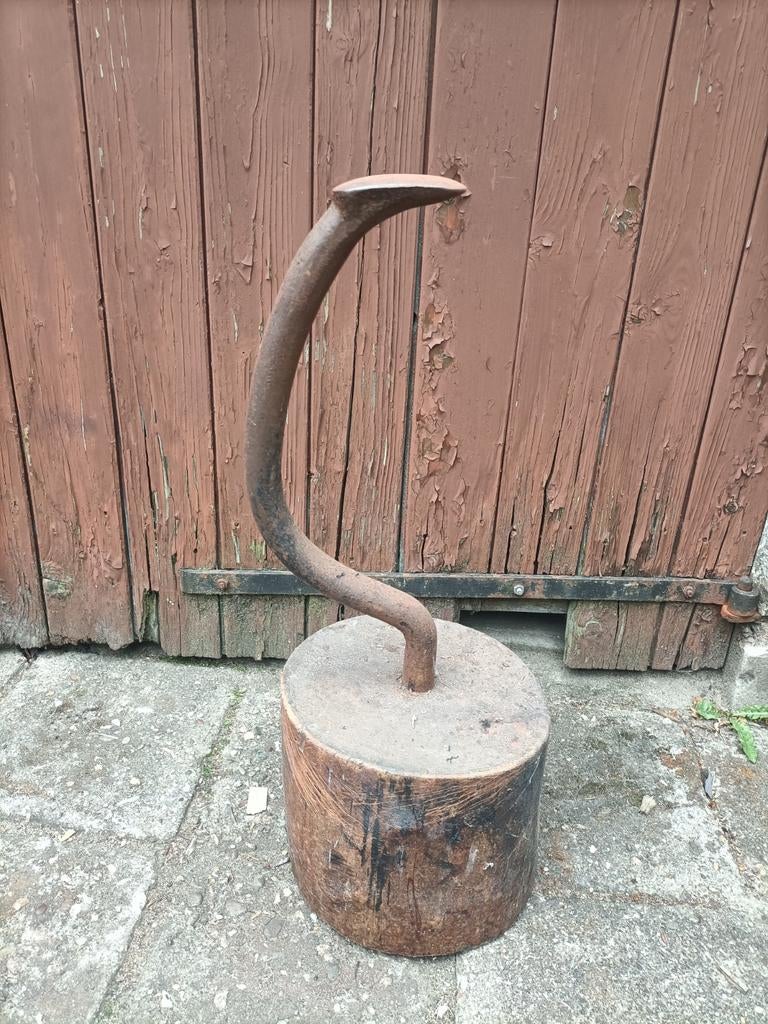 Antiek schoenmakers aambeeld met houten voet, Ophalen, Gebruikt, Kunststof