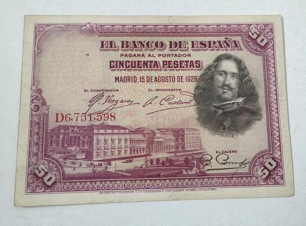 Spanje 50 pesetas 1928, Ophalen of Verzenden, Overige landen, Los biljet