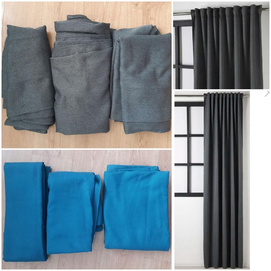 Gordijnen Copia Antraciet  & Petrol 260x140 cm, Huis en Inrichting, Stoffering | Gordijnen en Lamellen, Ophalen of Verzenden, Grijs