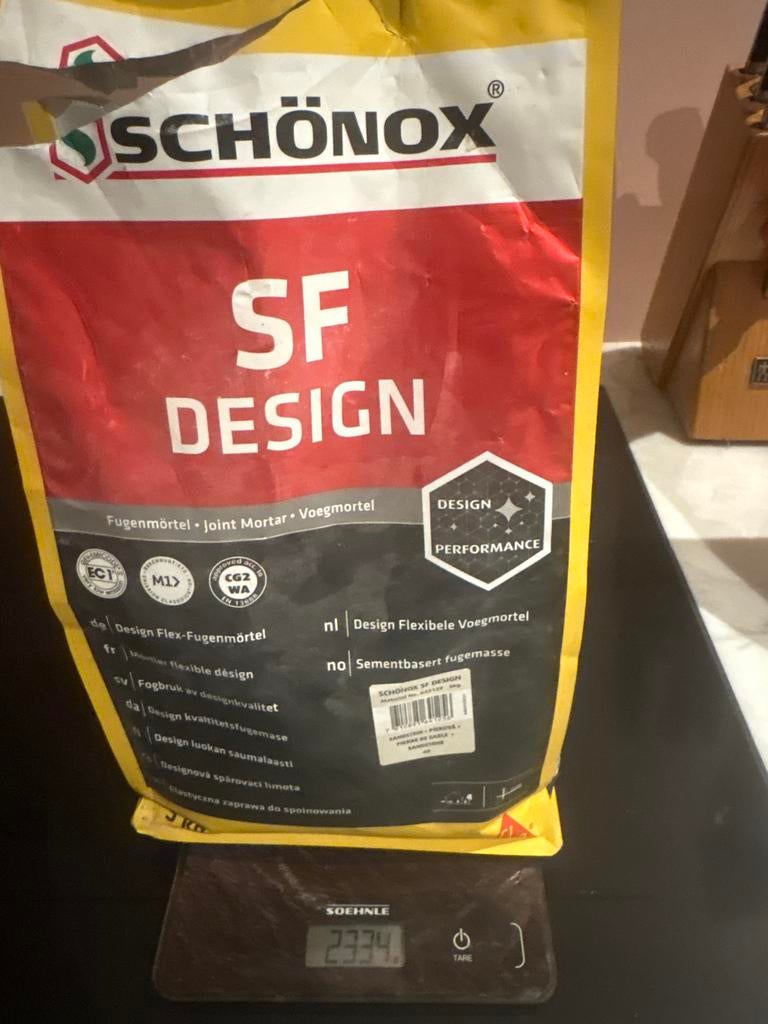 Aangebroken zak Schönox SF Design voegmortel - Sandstone, Doe-het-zelf en Verbouw, Tegels, Overige materialen, Overige typen, Zo goed als nieuw