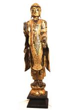 Grote vergulde staande Buddha (113 cm), Antiek en Kunst, Ophalen