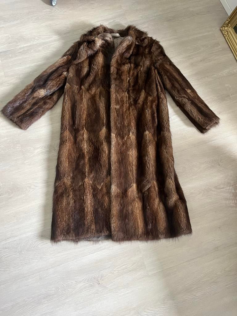 Bruine bontjas, Ophalen of Verzenden, Zo goed als nieuw, Maat 38/40 (M), Bruin