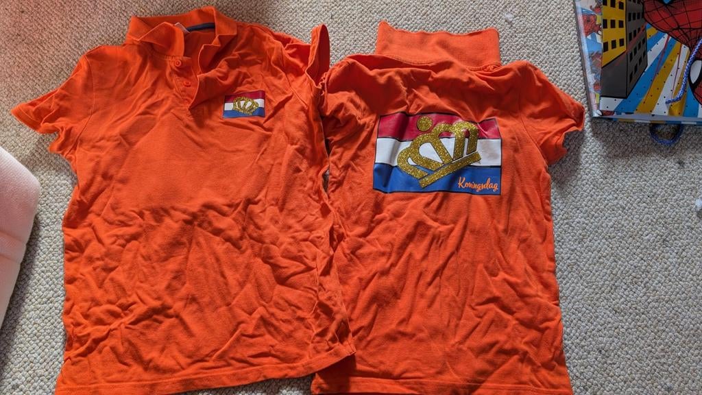 Oranje HEMA shirts maat 134/140, Ophalen, Gebruikt, Jongen of Meisje, HEMA