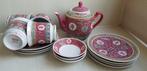 Chinese rode porseleinen Mun Shou theeset, 3- à 4 persoons, Ophalen of Verzenden, Nieuw, Porselein, Compleet servies