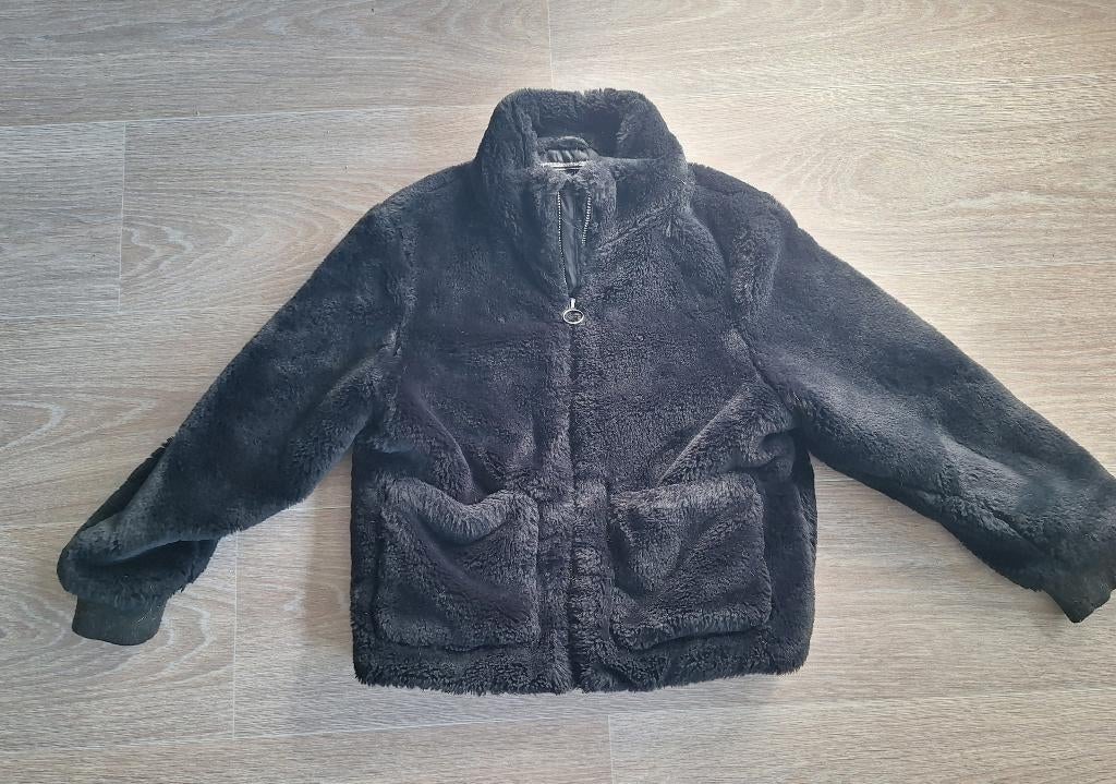 Teddy-jas, meisjes, maat 140, zwart, Ophalen, Zo goed als nieuw, Maat 140