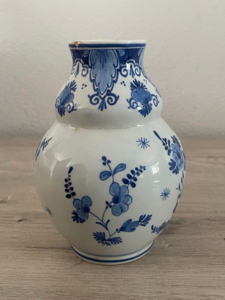 Antieke Delfts Blauwe Vaas met Vogeldecoratie, Antiek en Kunst, Ophalen