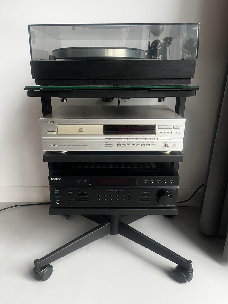 Audiomeubel (verrijdbaar, instelbaar, metaal, glas), Losse componenten, Zo goed als nieuw, Cd-speler, Ophalen