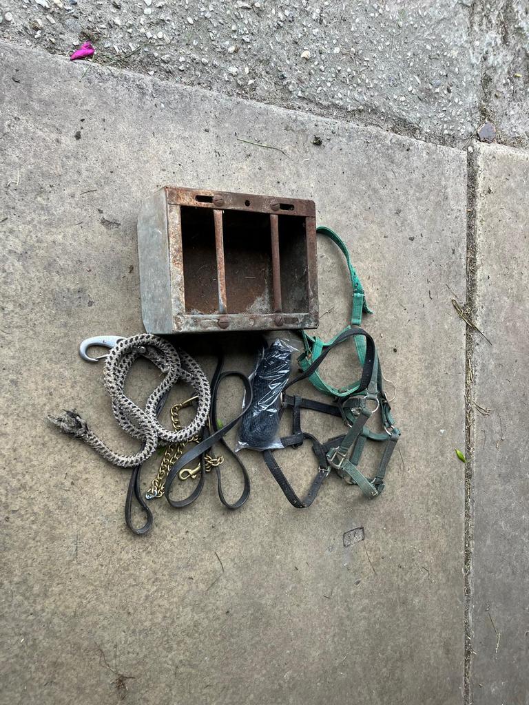 Veulen voerbak ijzer en halsters etc veulen, Dieren en Toebehoren, Paarden en Pony's | Overige Paardenspullen, Ophalen, Zo goed als nieuw