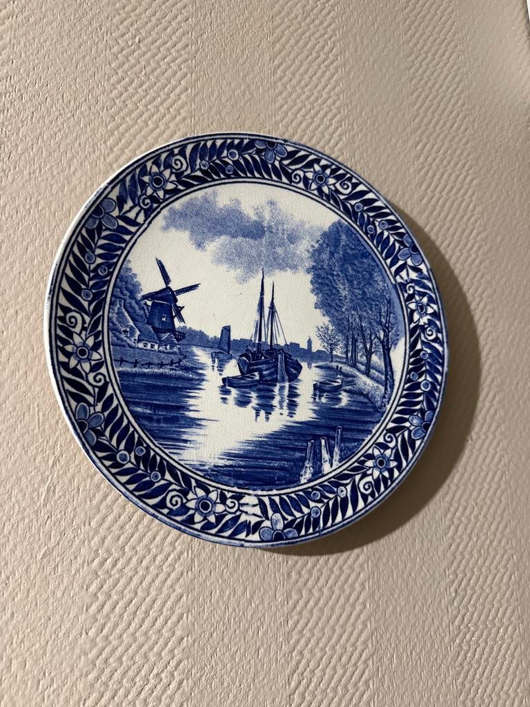 Antiek Delfts Blauw Wandbord - BOC La Louviere, Ophalen of Verzenden