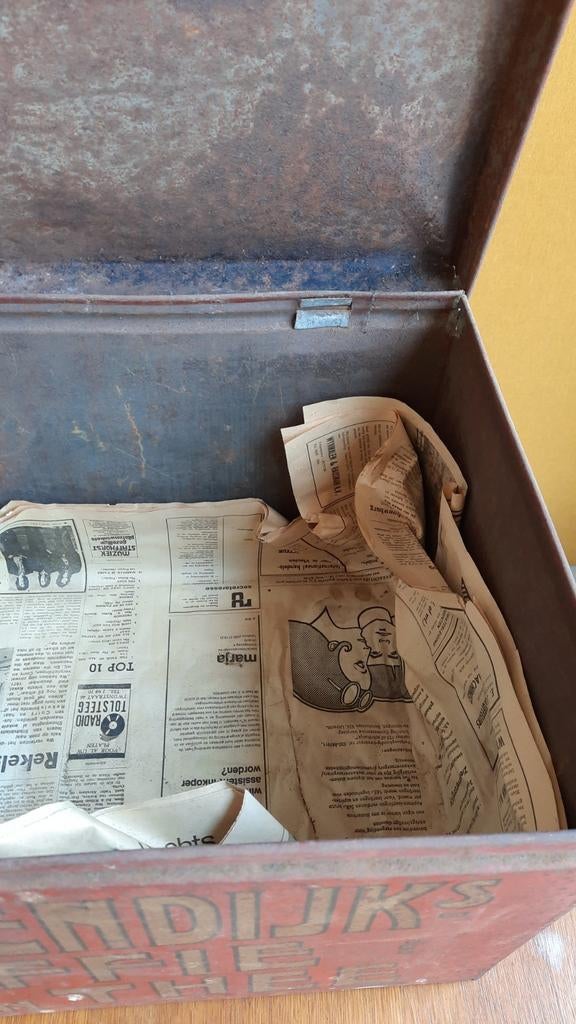 Vintage industrieel blik: Ijswndijk koffie, thee bewaar blik, Ophalen of Verzenden, Gebruikt, Koffie