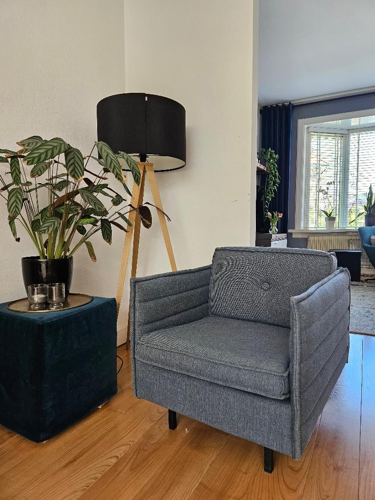 Zuiver Jaey fauteuil Denim blue, Ophalen, Minder dan 75 cm, Zo goed als nieuw, Stof