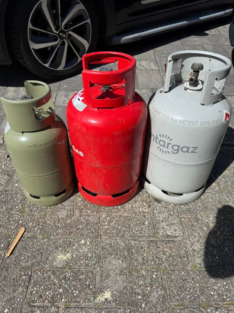 3 lege gas flessen, Ophalen, Zo goed als nieuw