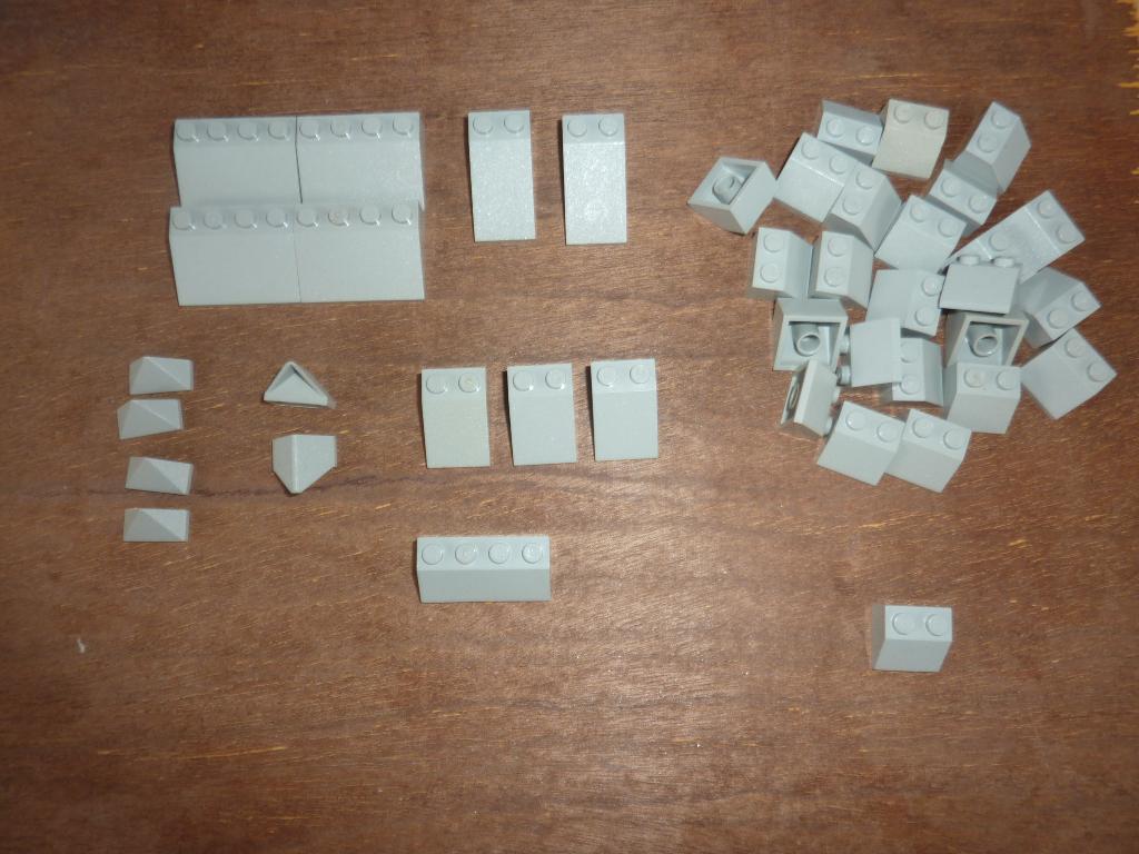 LEGO: Partijtje grijze schuine stenen (dakstenen), Ophalen of Verzenden, Gebruikt, Lego