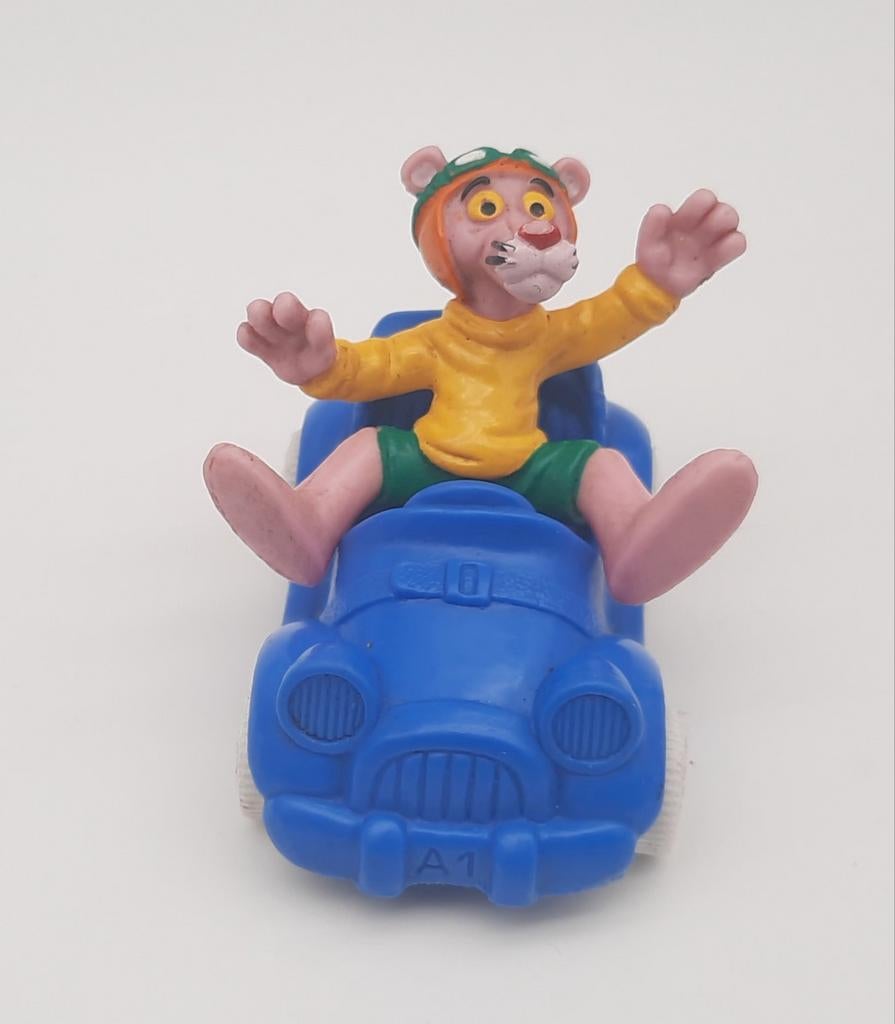 The Pink Panther in blauw autootje Bully 1983, Ophalen of Verzenden, Overige figuren, Gebruikt, Beeldje of Figuurtje