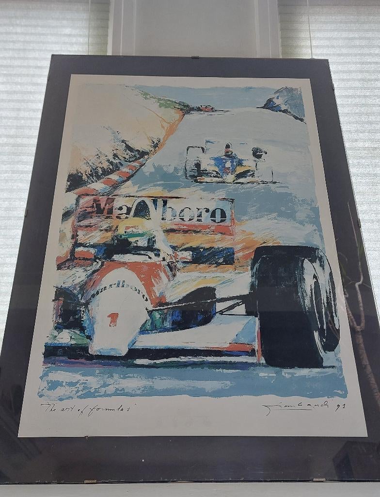 Frank Gude zeefdruk F1 Marlboro ’91 – gesigneerd & ingelijst, Ophalen of Verzenden
