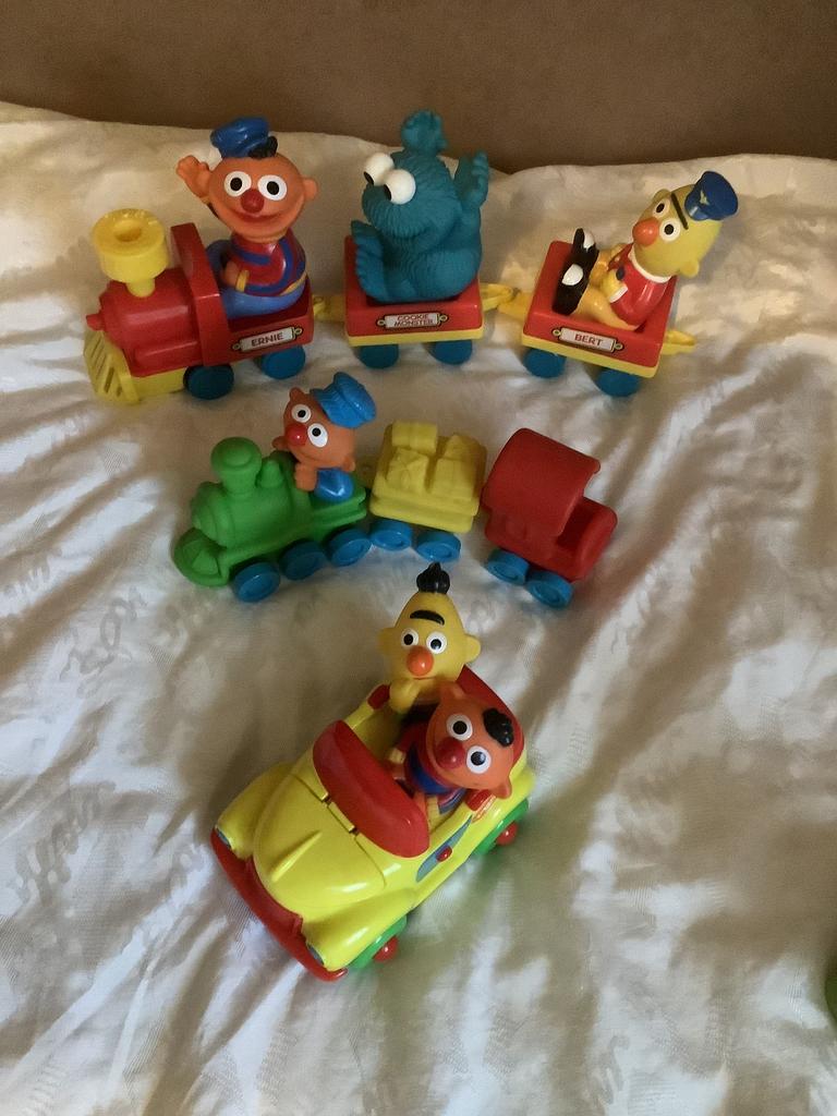 Sesamstraat Treintjes & 3 boekjes., Ophalen of Verzenden, Gebruikt