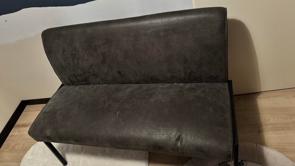 Antraciet bankje 120 cm - Goede staat, Huis en Inrichting, Banken | Bankstellen, Gebruikt, Rechte bank, Tweepersoons, Minder dan 150 cm