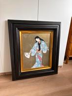Uniek Geisha Portret in Bladgoud met Antieke Lijst, Ophalen of Verzenden