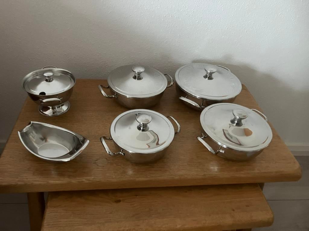 Set dekschalen, Huis en Inrichting, Keuken | Servies, Ophalen, Zo goed als nieuw, Overige stijlen, Schaal of Schalen